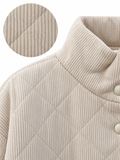 Chaqueta Acolchada de Pana para Mujer | Cuello Alto, Corte Oversize y Cordón Ajustable | Talla Única hasta XL 8611