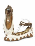 Bailarinas de crochet estilo bohemio con cordones N5810
