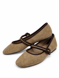 Bailarinas Mary Jane de Mujer – Zapatos Planos con Hebilla y Diseño Bicolor YR908