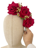 Corona de Flores Flamenca Hecha a Mano con Flores de Tela TK-26-f17