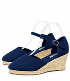 Esparto de Mujer con Cuña para Feria, Flamenco y El Rocío – Zapatos Cómodos con Correa al Tobillo 787-1 - FELIZ SHOPPING 