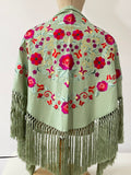Mantón Flamenco Bordado con Flecos -Mantoncillo de Flamenca -Varios Colores Tk26