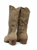 Botas Cowboy de Mujer con Bordado -Punta Fina y Tacón Ancho V-26