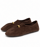 Bailarinas Mujer Elegantes con Adorno Dorado, Zapatos Planos Cómodos, Ligeros y Flexibles 6602b