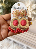 Pendientes flamencos vintage con medallón y flecos pen1199