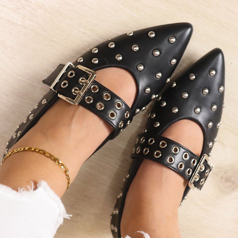 Manoletinas con tachuelas planas MY10081