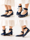 Bailarinas de crochet estilo bohemio con cordones N5810