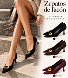 Zapatos de tacón medio con punta fina y adorno metálico-Tacón 6 cm AA83
