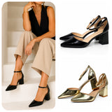 Zapatos de tacón con punta fina y pulsera al tobillo 8338