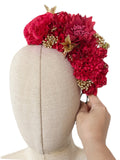 Corona de Flores Flamenca Hecha a Mano con Flores de Tela TK-26-f17