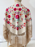 Mantón Flamenco Bordado con Flecos -Mantoncillo de Flamenca -Varios Colores Tk26