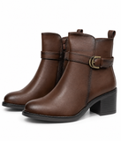 Botines de Mujer con Tacón Ancho, Hebilla y Cremallera Lateral – Botas Cortas Elegantes y Cómodas 2081