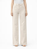 Jeans de Tiro Alto Recto con Elasticidad｜Negro / Beige 6009