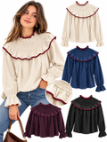 Blusa de Mujer con Volantes y Cuello Fruncido 8471