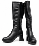 Botas Altas de Mujer con Plataforma y Tacón Ancho – Caña Alta y Cremallera Lateral 186MB