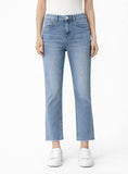 Jeans de tiro alto rectos con ligera campana-Azul claro L6152