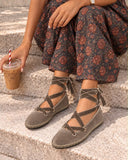 Zapatos Bailarinas Mujer de Terciopelo con Cordones Cruzados, Lazo al Tobillo, Suela Plana, Estilo Casual Elegante, 4 Colores YR913