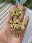 Peineta y broche de mariposa dorado bro599