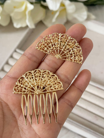 broche peineta abanico dorado bro399