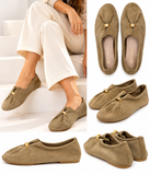 Bailarinas Mujer Elegantes con Adorno Dorado, Zapatos Planos Cómodos, Ligeros y Flexibles 6602b