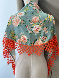 Mantón Rocío con Flecos madroño – Chal Floral Español tk-26-M