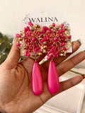 Pendientes flamencos de flor con lágrima -Largos llamativos y elegantes PEN1399