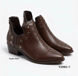 Botines de Mujer con Tachuelas y Cremallera Lateral – Tacón Bajo de 4 cm, Punta Fina, Estilo Casual y Elegante Y2092