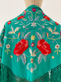 L01-270032 MANTONCILLO BORDADO FLAMENCO VERDE AGUA - FELIZ SHOPPING 
