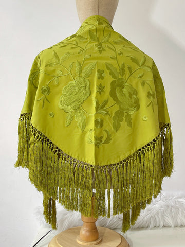 M01-270034 MANTON BORDADO FLRCO CORTO VERDE LIMON