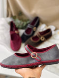 Zapatos Mary Jane de Terciopelo-Elegancia Vintage y Máxima Comodidad N5801