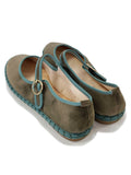 Zapatos Mary Jane Verde Bosque de Gamuza con Hebilla N5812-3-OLIVE/GREEN