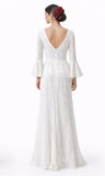13962 Traje de Flamenco Blanco Elegante con Escote en V - FELIZ SHOPPING 