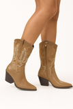 OFERTA Botas de Mujer Estilo Vaquero · Cuero PU · Diseño Bordado  708-ta