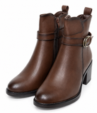 Botines de Mujer con Tacón Ancho, Hebilla y Cremallera Lateral – Botas Cortas Elegantes y Cómodas 2081