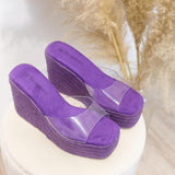 Sandalias de cuña con banda transparente | Plataforma abierta - FELIZ SHOPPING 