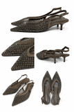 Zapato destalonado de punta fina con rejilla de brillo 9869 - FELIZ SHOPPING 