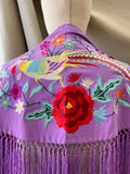 MANTON FLAMENCO BORDADO MEDIANA PARA ADULTOS Y NIÑAS -270051  LILA