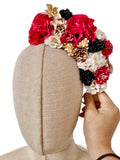Corona de Flores Flamenca Hecha a Mano con Flores de Tela TK-26-f17