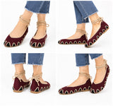 Bailarinas de crochet estilo bohemio con cordones N5810