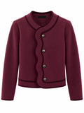 Chaqueta Corta de Mujer Estilo Chanel con Ribetes a Contraste | Elegante y Vintage | Talla Única M-L 13613