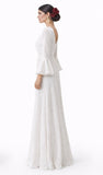 13962 Traje de Flamenco Blanco Elegante con Escote en V - FELIZ SHOPPING 