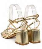 Sandalias doradas de plataforma y tacón ancho -Tacones de fiesta y ceremonia - FELIZ SHOPPING 