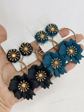 Pendientes Florales Estilo flamenco con Aro -Metal Pintado -Largo 8cm pen899 - FELIZ SHOPPING 