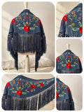 Mantoncillo Infantil Bordado de Flores con Flecos Estilo Flamenco para Feria y Fiestas 270071