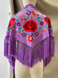 MANTON FLAMENCO BORADO FLORE ROJO -270053 LILA