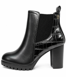 Botines de Mujer con Tacón Ancho – Cremallera Lateral, Elástico y Detalle Efecto Cocodrilo 8806