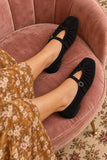 Bailarinas Mujer Estilo Mary Jane de Antelina con Hebilla Dorada -Zapatos Planos Elegantes con Fruncido -4 Colores P154
