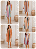 Vestido midi de rayas sin mangas YE906