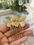 Peineta y broche de mariposa dorado bro599