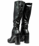 Botas Altas de Mujer con Tacón Ancho y Punta Fina -Efecto Brillante -Cremallera Lateral x8972